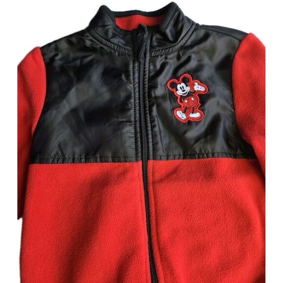Vintage 90s DISNEY STORE Fleece MICKEY MOUSE Patch JACKET Zip Up KIDS 4T Toddler - Picture 2 of 4